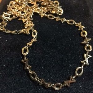 XOXO Hugs and Kisses 23” Gold Tone Necklace